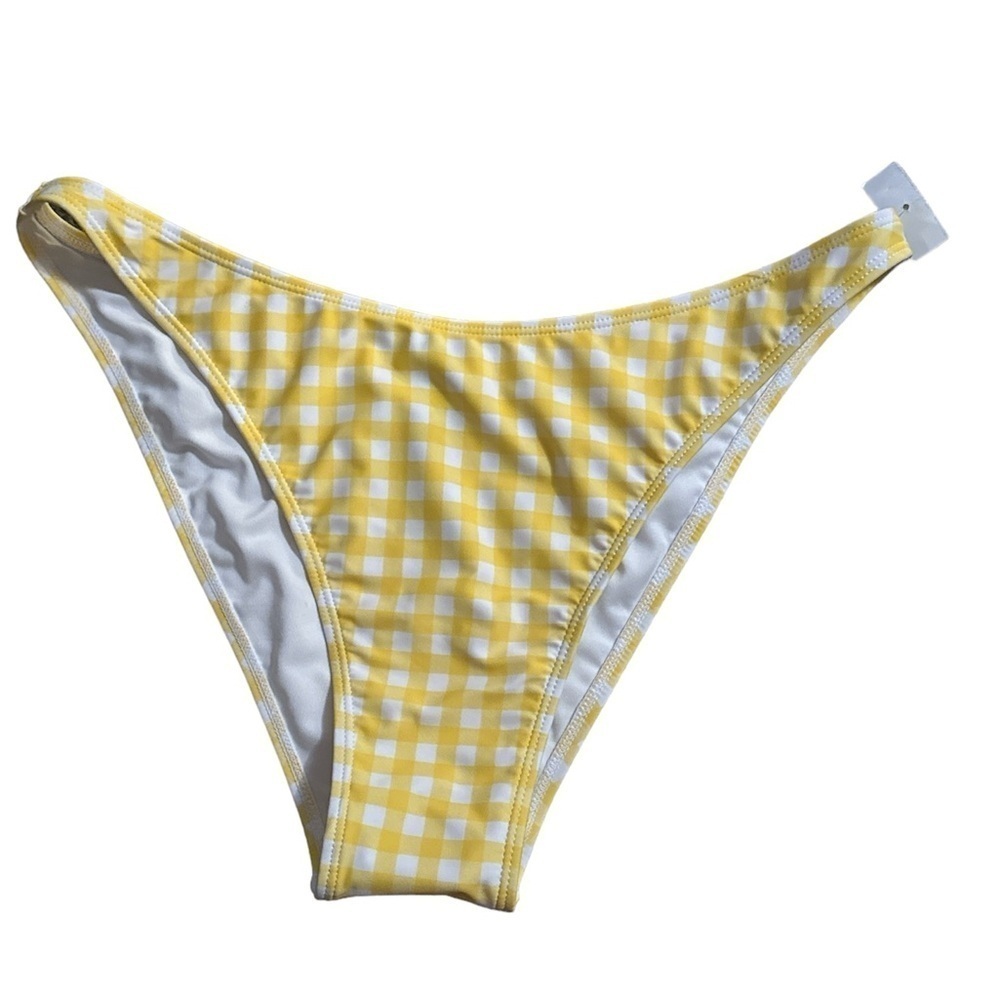 Kendall & Kylie‎ yellow white gingham bikini bottoms nwt size XL